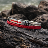 Two‑Layer Braided Leather Cross Bracelet