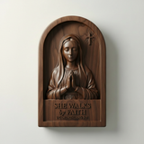 She Walks by Faith Wooden Wall Decor - craftsmanship detail