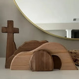 Solid Wood Empty Tomb with Jesus Easter Scene Decoration - Artwork for Home - BGCOPPER