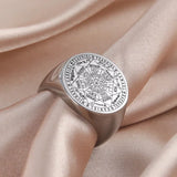 Vintage Titanium Seven Archangel Signet Ring - Amulet Against Evil Eyes, Curses, Spells - BGCOPPER