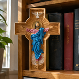 October New Release: Hand-Carved Painted Wood Cross — The Ascension of Christ