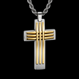 Modern Interwoven Stripe Cross Necklace – Bold Faith, Urban Style