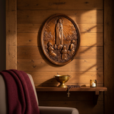 乡村木墙法蒂玛圣母木雕