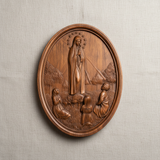 高端亚麻布背景法蒂玛圣母木雕