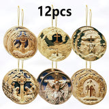 Wooden Christmas Nativity Pendant Wall Decoration Wall Hanging - BGCOPPER