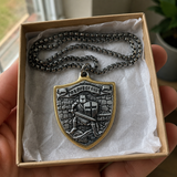 Two-Tone Armor of God Crusader Knight Protection Shield Stainless Steel Necklace