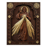 The Sacred Heart and Divine Mercy Jesus Christ Wood Wall Plaque - BGCOPPER