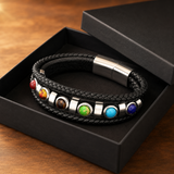 Double Layer Braided Leather 7 Chakra Natural Healing Stone Bracelet
