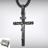 Jesus Crucifixion S925K Silver Crucifix Pendant- with 5mm Titanium Cuban Chain - BGCOPPER