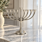 9-Branch Hanukkah Menorah – A Symbol of Faith, Hope & Divine Light | Elegant Gold, Silver, Bronze & Black Candle Holder