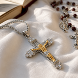 Titanium Steel Crucifix Necklace with Zircon