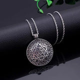 Amulet seal Solomon hexagram 12 signs of the zodiac pendant stainless steel necklace - BGCOPPER