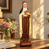 St. Thérèse of Lisieux Statue – 22.4" Little Flower of Jesus with Roses & Crucifix | Catholic Prayer & Home Altar Decor