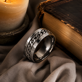 Men’s Faith Spinner Chain Ring – 8mm Titanium Steel Rotating Christian Band