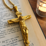 S925K Sandblasted Silver Jesus Crucifix Pendant