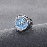 The Fraternal Order of Eagles Blue Enamel Signet Ring