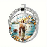 Jesus Stained Glass Style Keychain | Zinc Alloy Faith Token (Buy 2 Get 1 Free, Share With Family)