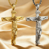 S925K Sandblasted Silver Jesus Crucifix Pendant