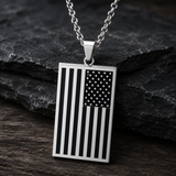 🇺🇸 American Flag Dog Tag Pendant Necklace