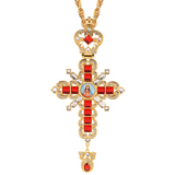 Sacred Heart of Jesus Ornate Zircon Cross Pendant Necklace