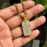 Men's Cross Dog Tag Necklace, Stainless Steel Faith Pendant