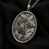 S925 Jesus Carrying the Cross Sacred Heart Pendant Necklace for daily faith wear and Christian gifting