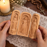Hand-Carved Travel Triptych Altar: The Holy Family at Your Side