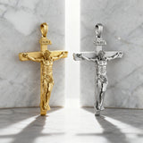 S925K Sandblasted Silver Jesus Crucifix Pendant