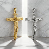 S925K Sandblasted Silver Jesus Crucifix Pendant