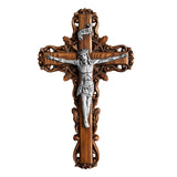 Silver painted version Ash wood Crucifix ,Jesus Christ, wooden Cross gift of love - BGCOPPER