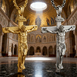 S925K Sandblasted Silver Jesus Crucifix Pendant