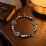St. Benedict Medal Beaded Bracelet – 304 Stainless Steel Catholic Faith Jewelry