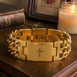 Men’s Stainless Steel Lord’s Prayer Cross Bracelet – Double-Row Chain
