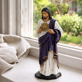 Handcrafted and Hand-Painted Beechwood Desktop Ornament: Sacred Heart of Jesus