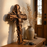 Hand-Carved White Ash Wood Cross - Sacred Christian Home Altar Decor for Christmas & Spiritual Gifting