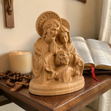Hand-carved beechwood statue of the Holy Family – Jesus, Mary and Joseph