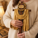 A Holy Testimony: Handcrafted Beechwood Crown of Thorns and Resurrection Shawl Cross