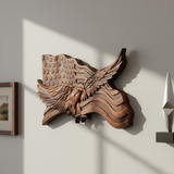 Eagle & Flag Wood Wall Plaque - Handcrafted American Heritage Tribute