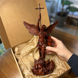 St. Michael the Archangel - Hand Carved Boxwood Sculpture - Spiritual Guardian for Prayer Spaces