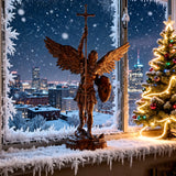 St. Michael the Archangel - Hand Carved Boxwood Sculpture - Spiritual Guardian for Prayer Spaces