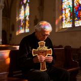 Sacred Thorn Crown Wooden Cross ✝️ | Hand-Carved Beechwood Crucifix with Crown of Thorns