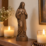 Sacred Heart of Jesus Hand-Carved Beechwood Statue – Catholic Prayer, Home Blessing & Faith Gift