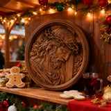 "Jesus with the Crown of Thorns" Beechwood Carved Icon | A Concrete Testimony of Redemption - craftsmanship detail