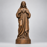 Sacred Heart of Jesus Hand-Carved Beechwood Statue – Catholic Prayer, Home Blessing & Faith Gift