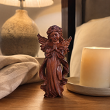 Hand-Carved Praying Angel Figurine – 6 Inch Solid Wood Statue for Christian Home Blessings