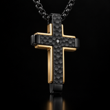Hammered Two-Tone Stainless Steel Cross Necklace – Strength, Faith & Rugged Elegance
