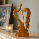 Hand-Carved Christian Love Sculpture – Wooden Couple Statue for Wedding & Anniversary Gift
