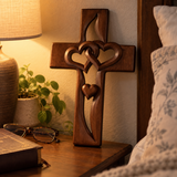Interwoven Hearts Wood Cross - A God-Centered Symbol for Marriage & Anniversaries