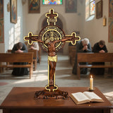 The Redemption of Christ and the Protective Oath of Saint Benedict Double-sided engraved cross - BGCOPPER