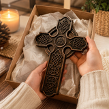 Solid Beechwood Celtic Cross - Hand-Carved Christian Wall Cross - Meaningful Religious Gift